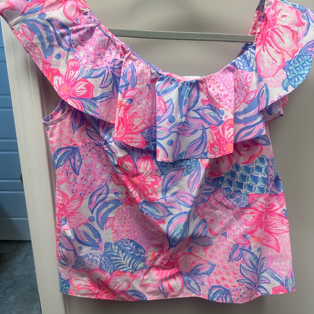 Floral Pink and Blue Women's Top